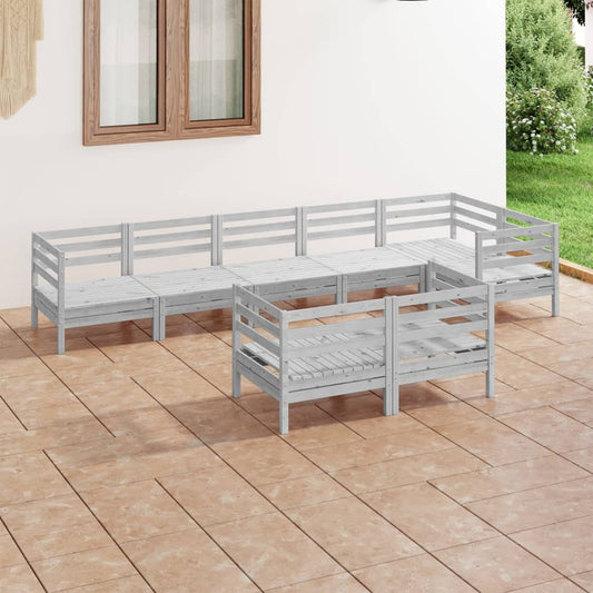 Berkfield 8 Piece Garden Lounge Set Solid Wood Pine Grey