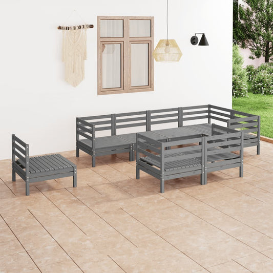 Berkfield 8 Piece Garden Lounge Set Solid Wood Pine Grey