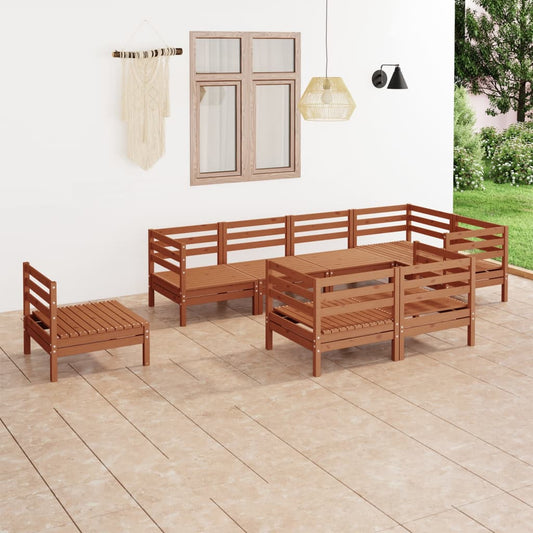 Berkfield 8 Piece Garden Lounge Set Solid Wood Pine Honey Brown
