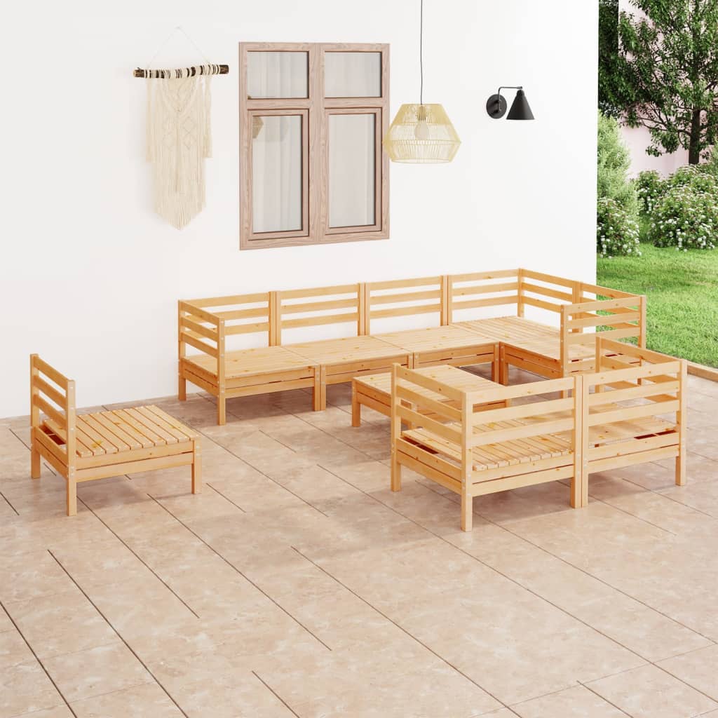 Berkfield 9 Piece Garden Lounge Set Solid Wood Pine