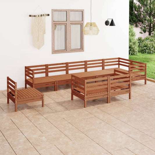 Berkfield 9 Piece Garden Lounge Set Solid Wood Pine Honey Brown