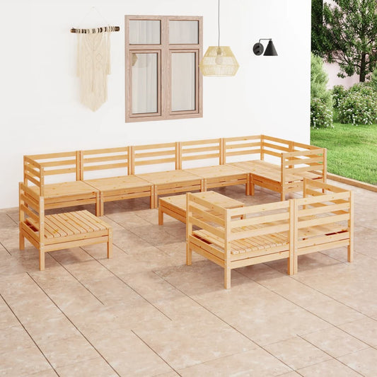 Berkfield 10 Piece Garden Lounge Set Solid Wood Pine