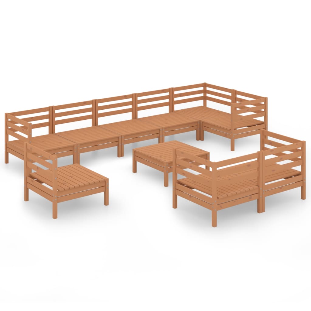 Berkfield 10 Piece Garden Lounge Set Solid Wood Pine Honey Brown