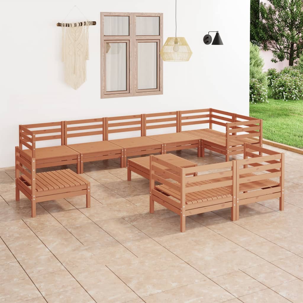 Berkfield 10 Piece Garden Lounge Set Solid Wood Pine Honey Brown