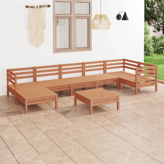 Berkfield 8 Piece Garden Lounge Set Solid Wood Pine Honey Brown