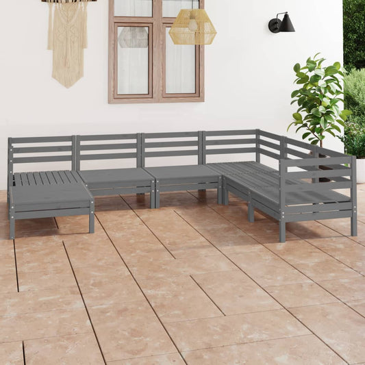 Berkfield 7 Piece Garden Lounge Set Solid Wood Pine Grey
