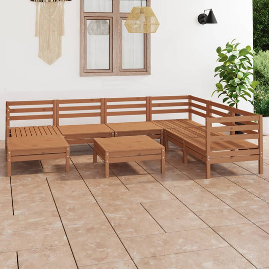 Berkfield 8 Piece Garden Lounge Set Solid Wood Pine Honey Brown