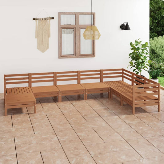 Berkfield 8 Piece Garden Lounge Set Solid Wood Pine Honey Brown