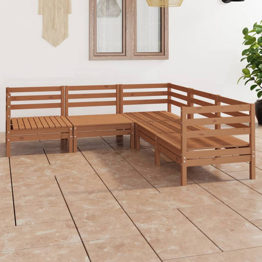 Berkfield 5 Piece Garden Lounge Set Solid Wood Pine Honey Brown