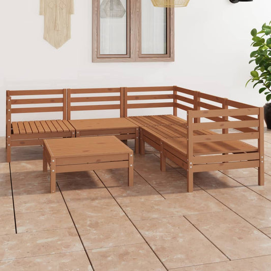 Berkfield 6 Piece Garden Lounge Set Solid Wood Pine Honey Brown