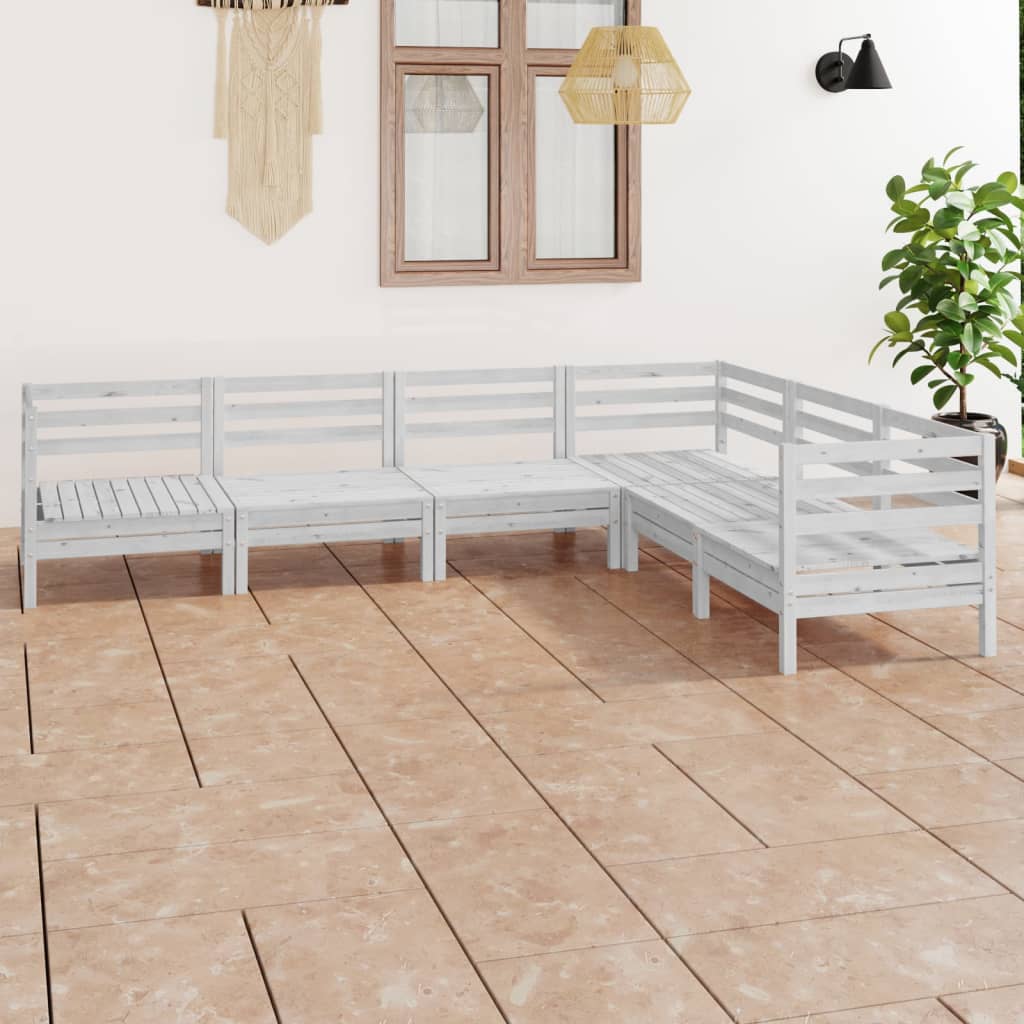 Berkfield 6 Piece Garden Lounge Set Solid Wood Pine White