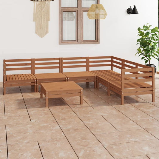 Berkfield 7 Piece Garden Lounge Set Solid Wood Pine Honey Brown