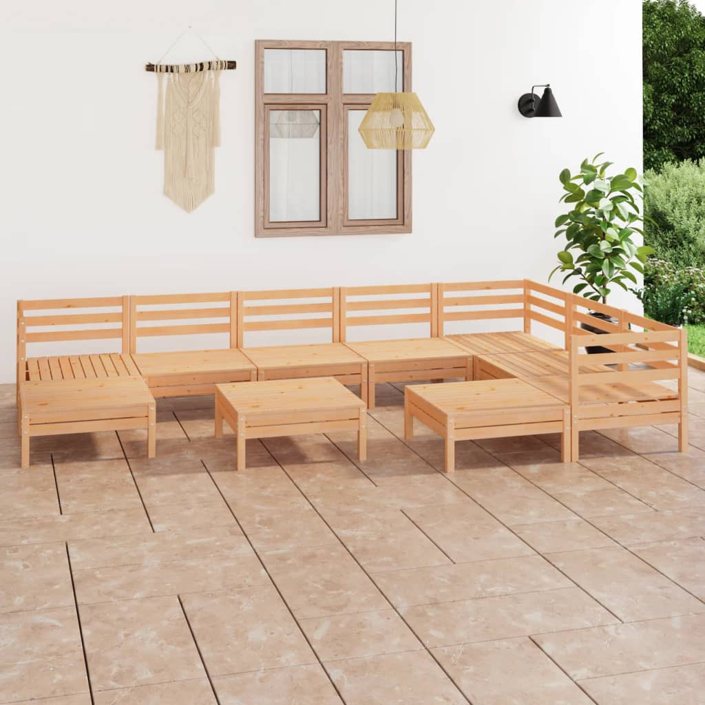 Berkfield 10 Piece Garden Lounge Set Solid Wood Pine