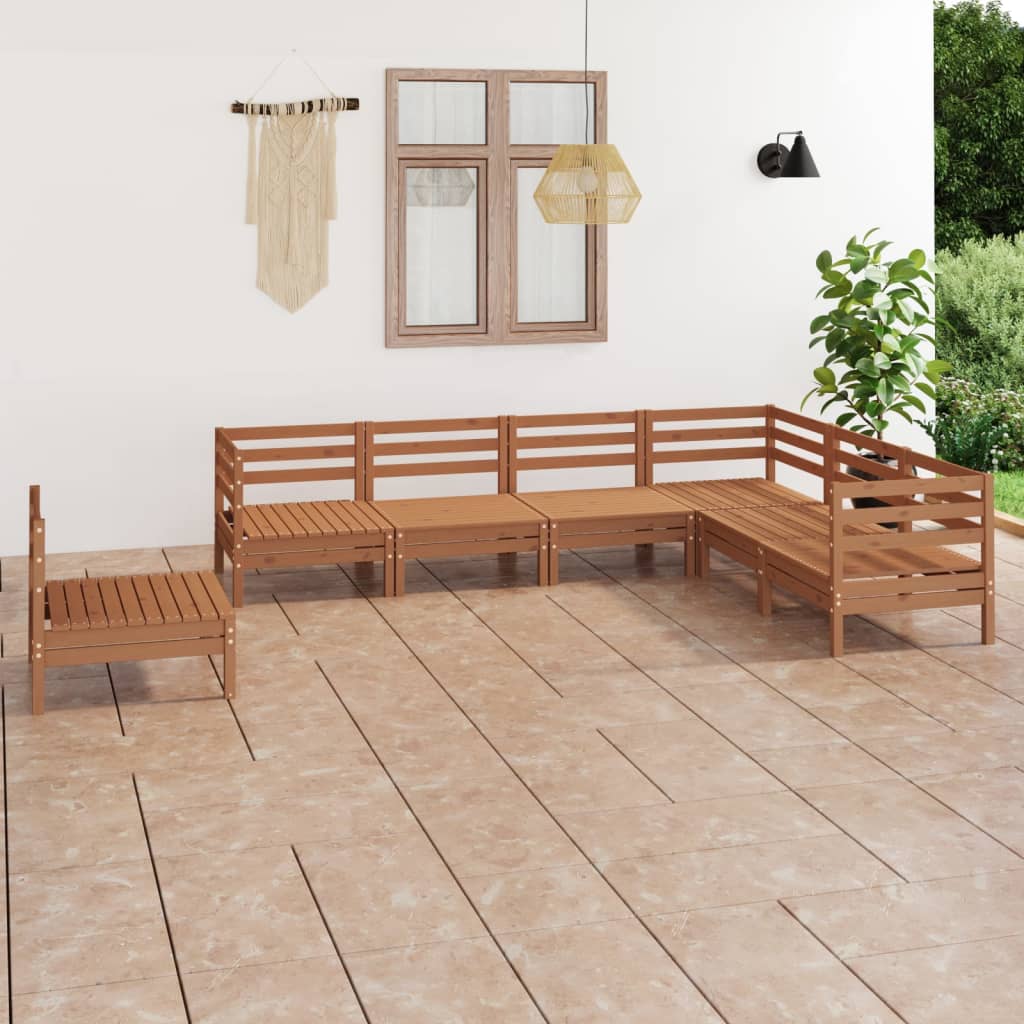Berkfield 7 Piece Garden Lounge Set Solid Wood Pine Honey Brown