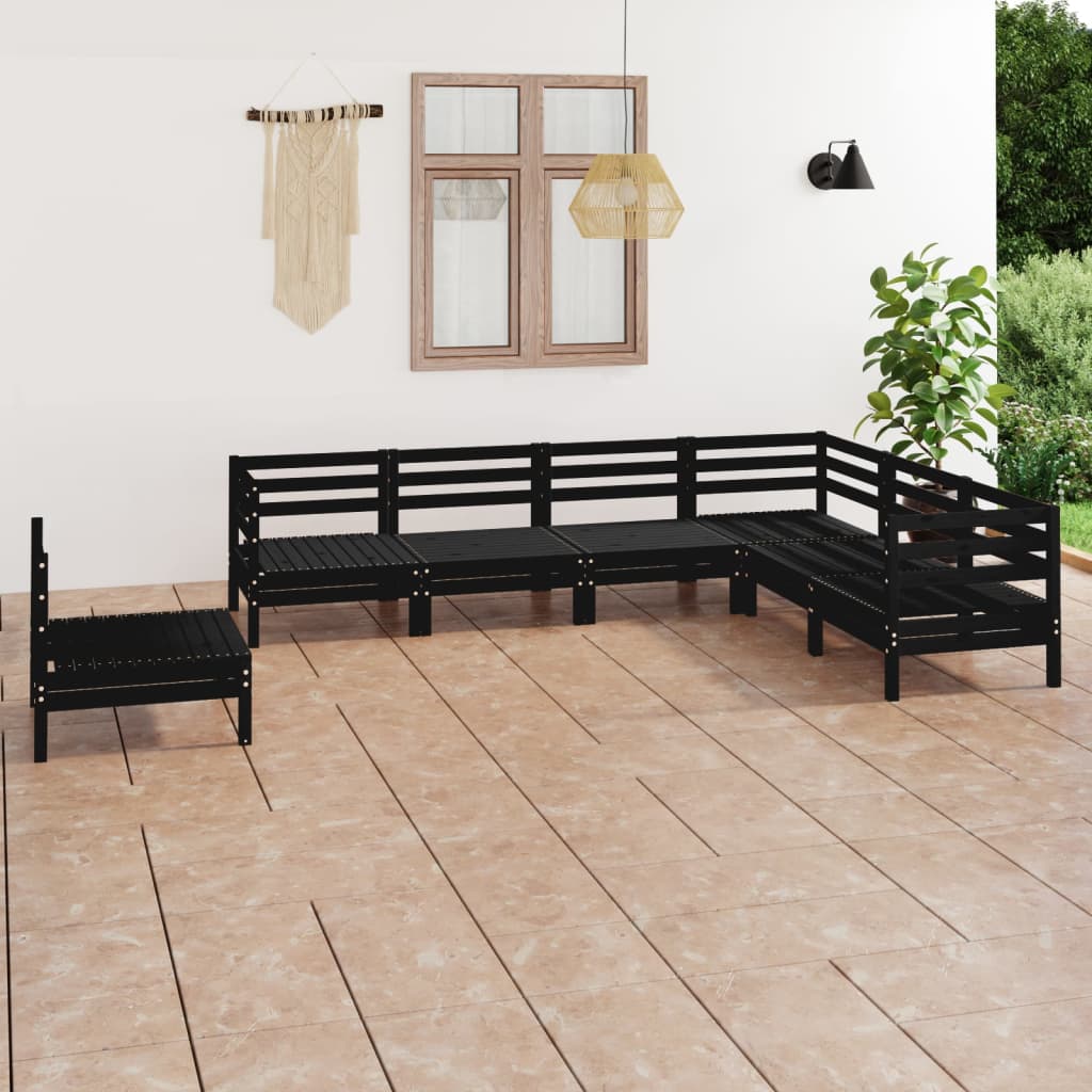 Berkfield 7 Piece Garden Lounge Set Solid Wood Pine Black