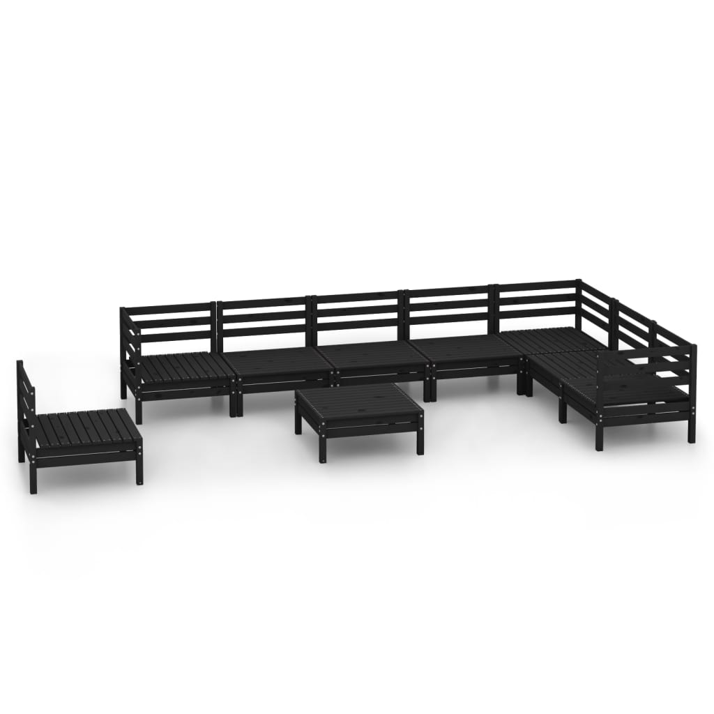 Berkfield 9 Piece Garden Lounge Set Solid Wood Pine Black