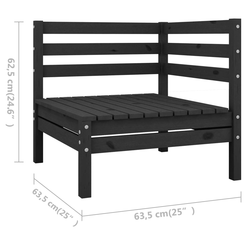 Berkfield 9 Piece Garden Lounge Set Solid Wood Pine Black