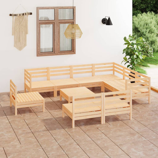 Berkfield 10 Piece Garden Lounge Set Solid Wood Pine