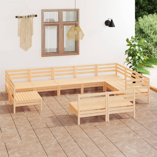 Berkfield 10 Piece Garden Lounge Set Solid Wood Pine