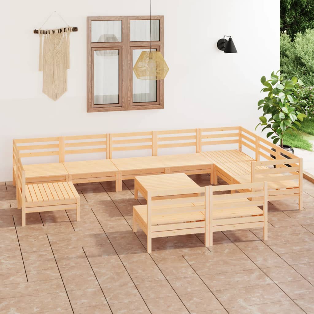 Berkfield 11 Piece Garden Lounge Set Solid Wood Pine