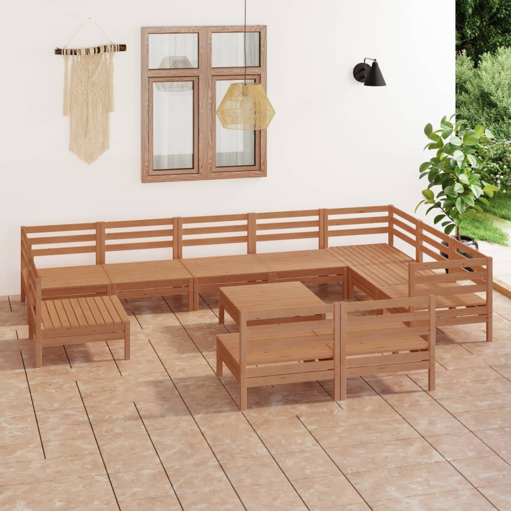 Berkfield 11 Piece Garden Lounge Set Solid Wood Pine Honey Brown