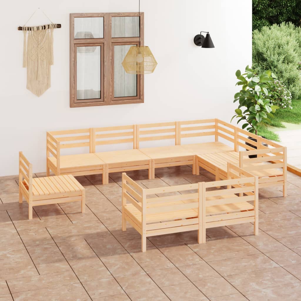 Berkfield 9 Piece Garden Lounge Set Solid Wood Pine