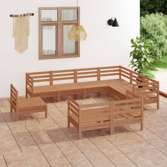 Berkfield 9 Piece Garden Lounge Set Solid Wood Pine Honey Brown