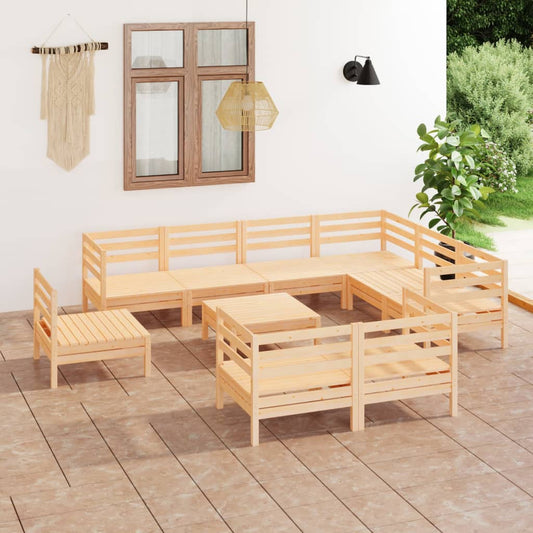 Berkfield 10 Piece Garden Lounge Set Solid Wood Pine