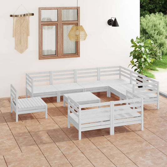Berkfield 10 Piece Garden Lounge Set Solid Wood Pine White