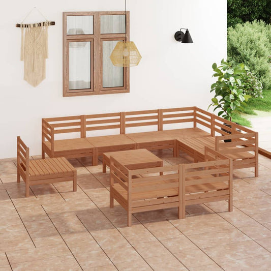 Berkfield 10 Piece Garden Lounge Set Solid Wood Pine Honey Brown