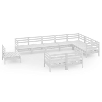Berkfield 10 Piece Garden Lounge Set Solid Wood Pine White