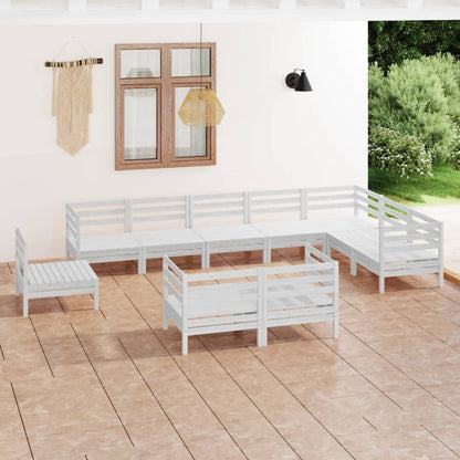 Berkfield 10 Piece Garden Lounge Set Solid Wood Pine White