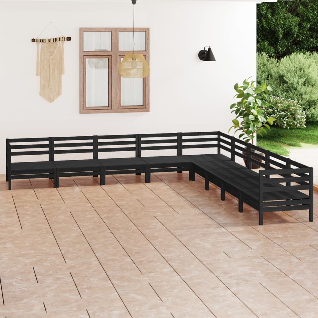 Berkfield 9 Piece Garden Lounge Set Solid Wood Pine Black