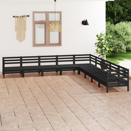 Berkfield 9 Piece Garden Lounge Set Solid Wood Pine Black