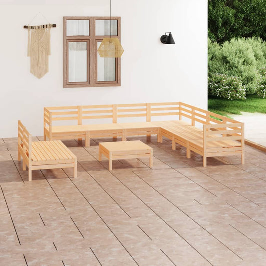 Berkfield 10 Piece Garden Lounge Set Solid Wood Pine