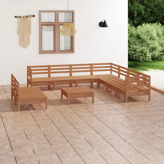 Berkfield 10 Piece Garden Lounge Set Solid Wood Pine Honey Brown