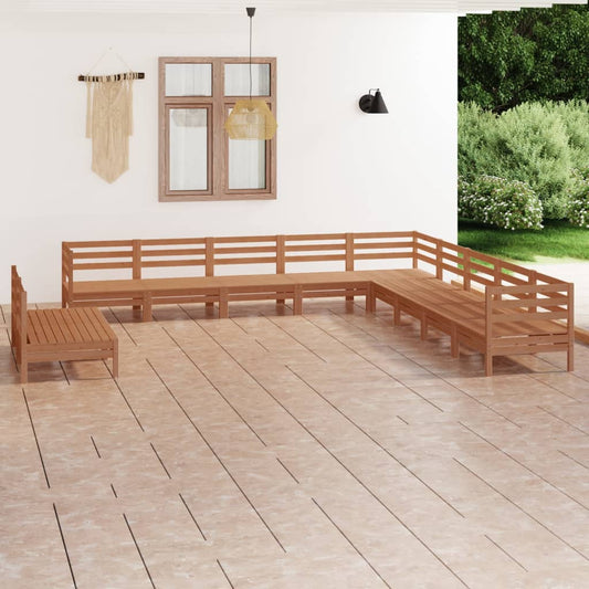Berkfield 11 Piece Garden Lounge Set Solid Wood Pine Honey Brown