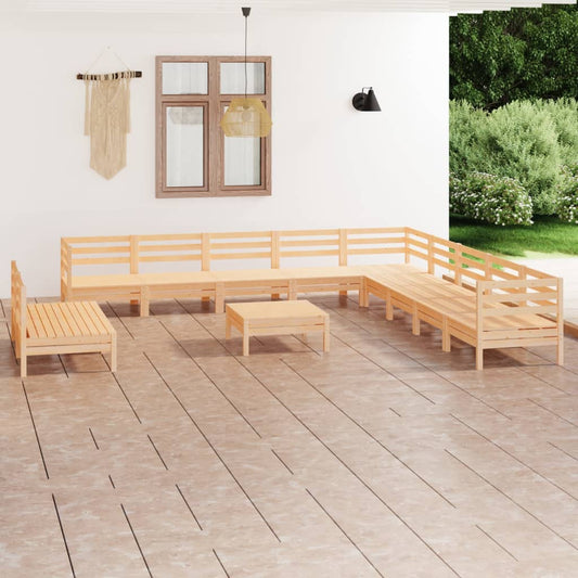 Berkfield 12 Piece Garden Lounge Set Solid Wood Pine
