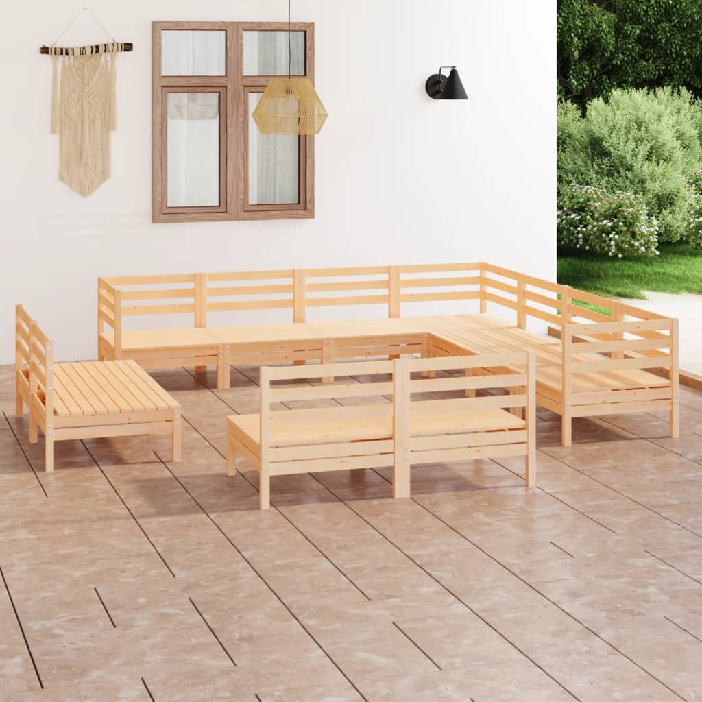 Berkfield 11 Piece Garden Lounge Set Solid Wood Pine