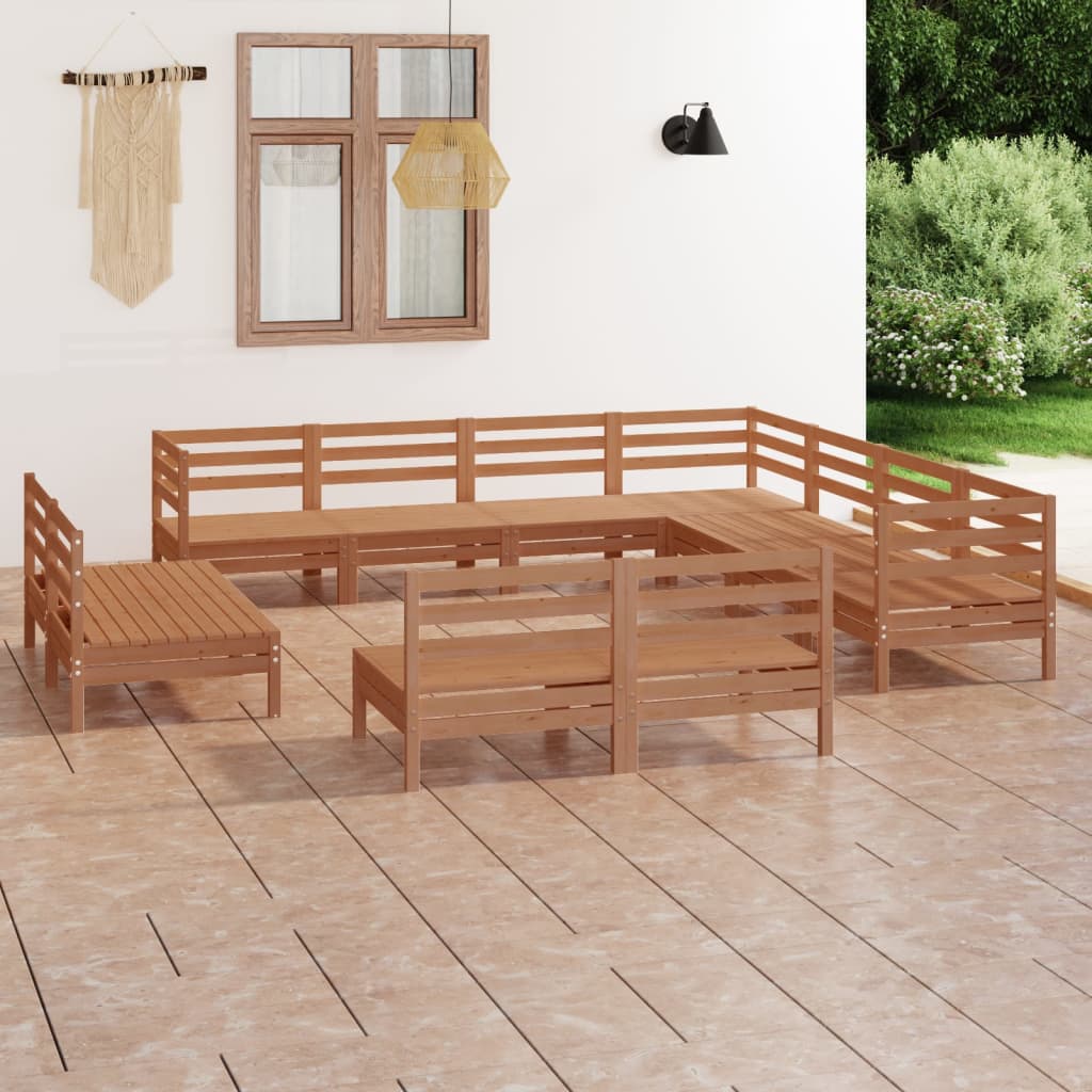 Berkfield 11 Piece Garden Lounge Set Solid Wood Pine Honey Brown