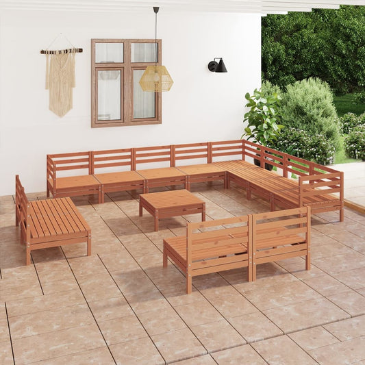 Berkfield 13 Piece Garden Lounge Set Solid Wood Pine Honey Brown