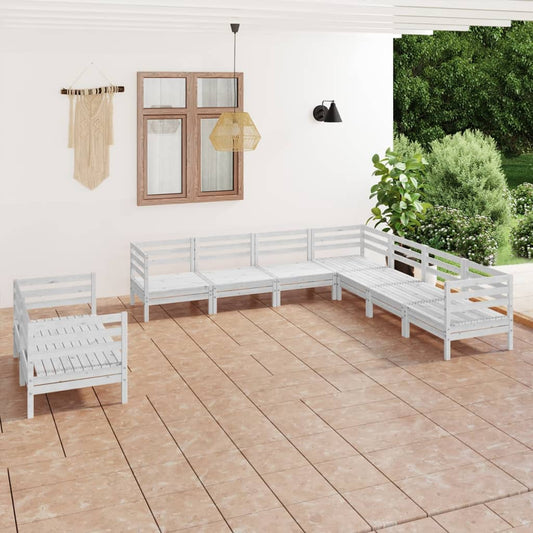 Berkfield 9 Piece Garden Lounge Set Solid Wood Pine White