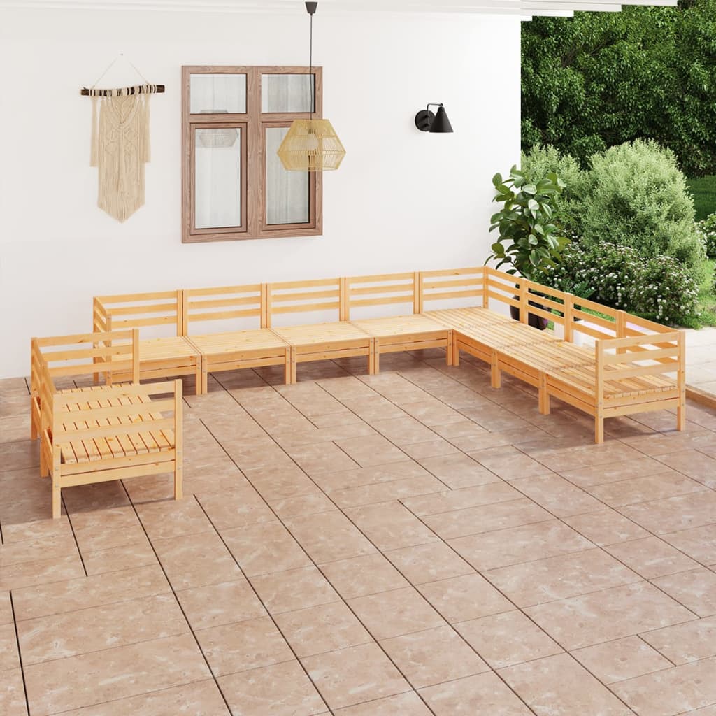 Berkfield 10 Piece Garden Lounge Set Solid Wood Pine