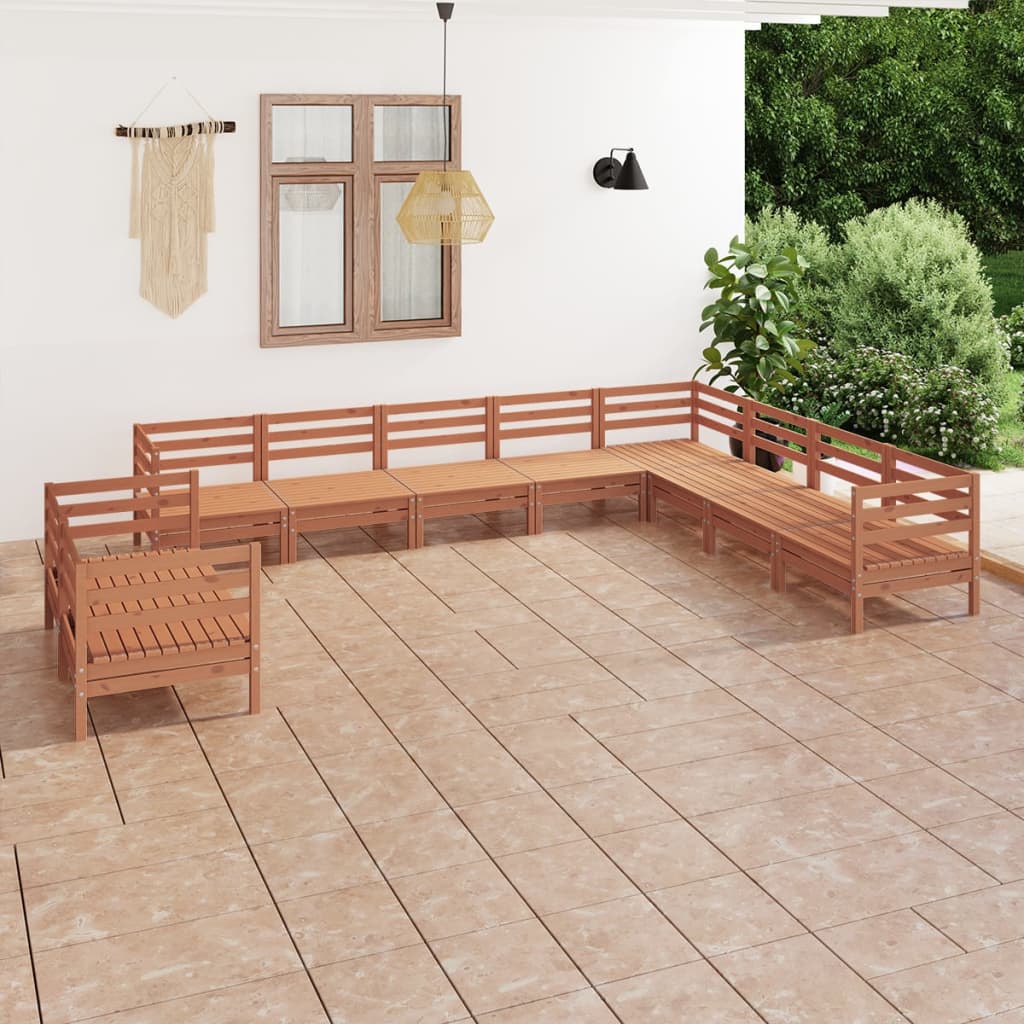 Berkfield 10 Piece Garden Lounge Set Solid Wood Pine Honey Brown