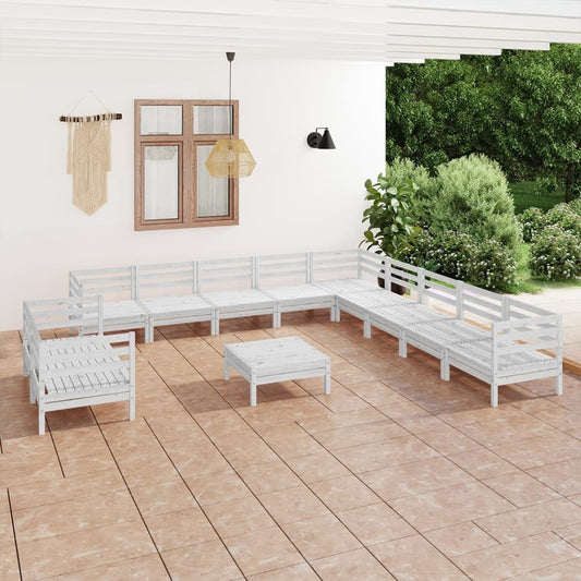 Berkfield 12 Piece Garden Lounge Set Solid Wood Pine White