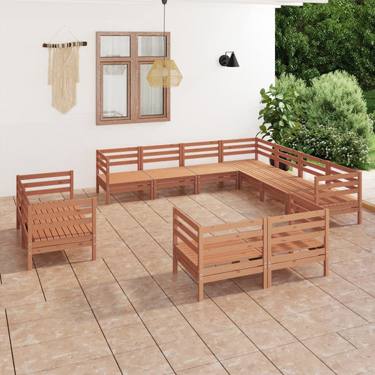 Berkfield 11 Piece Garden Lounge Set Solid Wood Pine Honey Brown