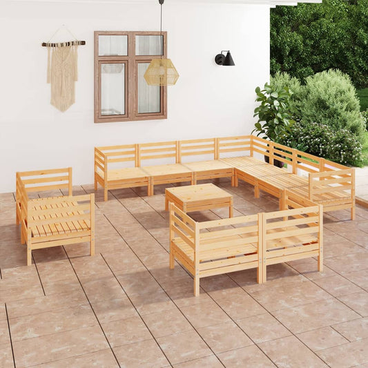 Berkfield 12 Piece Garden Lounge Set Solid Wood Pine