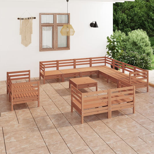 Berkfield 12 Piece Garden Lounge Set Solid Wood Pine Honey Brown