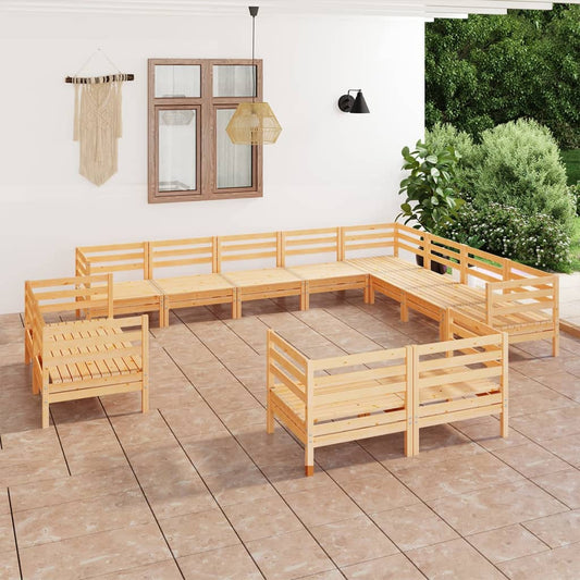 Berkfield 12 Piece Garden Lounge Set Solid Wood Pine