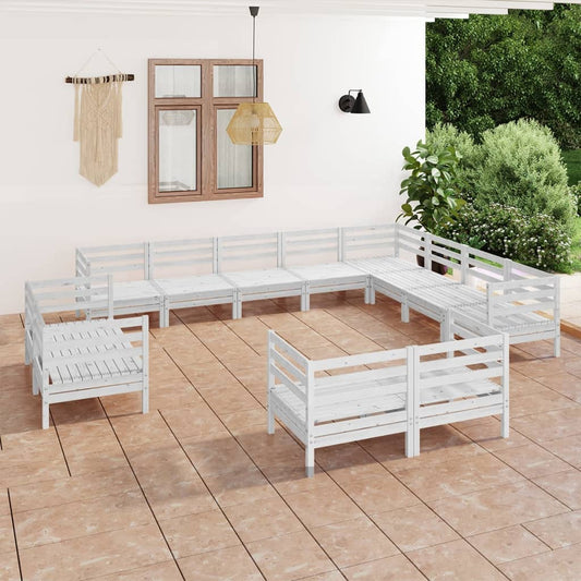 Berkfield 12 Piece Garden Lounge Set Solid Wood Pine White